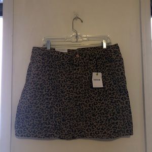 New Look leopard print denim mini skirt